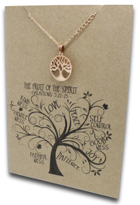 Rose Gold Tree Pendant & Chain - Card 107-Charmed Jewellery