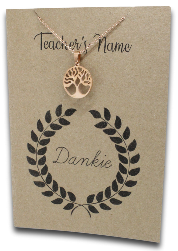 Rose Gold Tree Pendant & Chain - Card 118 (Click product to Personalize)-Charmed Jewellery