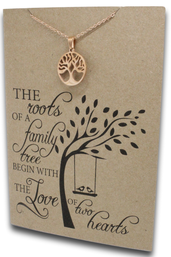 Rose Gold Tree Pendant & Chain - Card 128-Charmed Jewellery