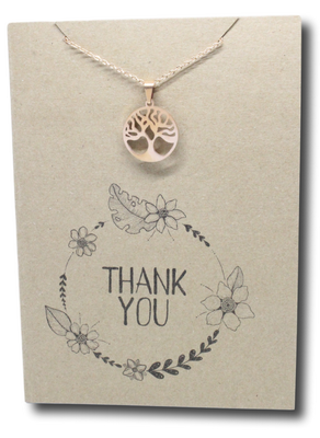 Rose Gold Tree Pendant & Chain - Card 230-Charmed Jewellery