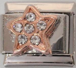 Rose gold star with stones 9mm Charm-Charmed Jewellery