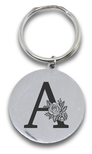 Round Engraved Letter Keyring