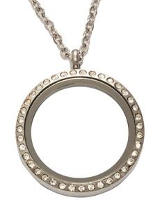 Round Locket with stones + Chain-Charmed Jewellery