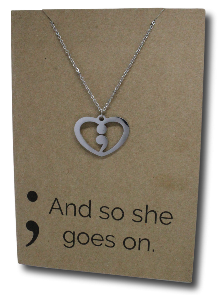 Semicolon Pendant & Chain - Card 17-Charmed Jewellery