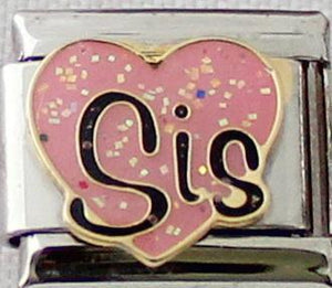 Sis Pink Heart 9mm Charm-Charmed Jewellery