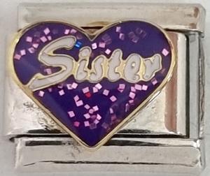 Sister Purple Heart 9mm Charm