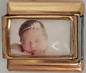 Small Rectangular Rose Gold Photo Charm for 9mm charm bracelet (click to upload photo)