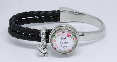 Snap Bangle + Glass Charm (TS-14) *Click to personalize*-Charmed Jewellery
