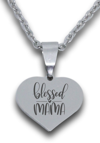 Stainless Steel Blessed Mama Heart Pendant and Chain