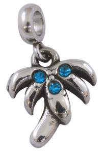 Stainless Steel CZ Palm Tree Mini Charm-Charmed Jewellery