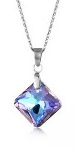 Stainless Steel Crystal Square Necklace
