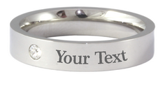 Stainless Steel Engraved Birthstone Ring - April-Charmed Jewellery