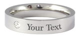 Stainless Steel Engraved Birthstone Ring - April-Charmed Jewellery