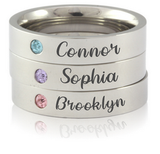 Stainless Steel Engraved Birthstone Ring - February-Charmed Jewellery