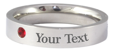 Stainless Steel Engraved Birthstone Ring - July-Charmed Jewellery