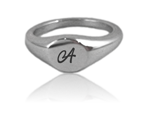 Stainless Steel Engraved Signet Ring