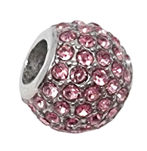 Stainless Steel European Charm - CZ Pink