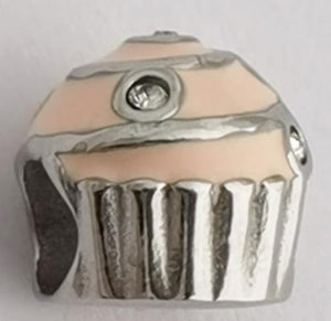 Stainless Steel European Charm - Cupcake
