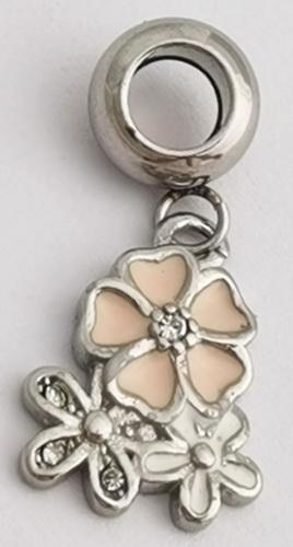 Stainless Steel European Charm - Dangle Flower