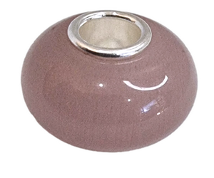 Stainless Steel European Charm - Pink Glass