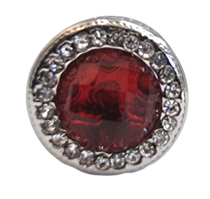 Stainless Steel European Charm - Red Stone