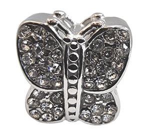 Stainless Steel European Charm - Silver Butterfly