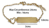 Stainless Steel Gold Plated ID Bracelet with Heart