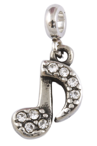 Stainless Steel Mini CZ Music Note-Charmed Jewellery