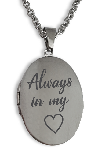 Personalized Stainless Steel Oval Locket with Chain