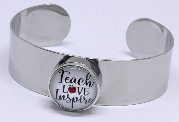 Stainless Steel Snap Bangle + Glass Charm (TS-10) *Click to personalize*-Charmed Jewellery