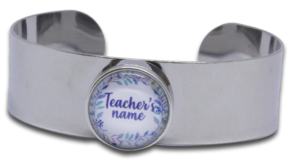 Stainless Steel Snap Bangle + Glass Charm (TS-9) *Click to personalize*-Charmed Jewellery