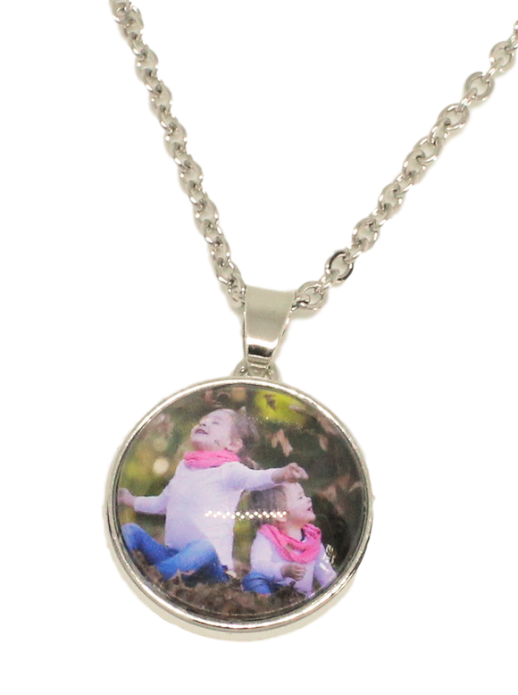Stainless steel Photo Pendant + Chain (click product to upload photos)-Charmed Jewellery