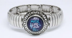 Stretch Snap Bangle + Glass Charm (TS-16) *Click to personalize*-Charmed Jewellery