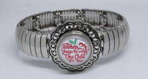 Stretch Snap Bangle + Glass Charm (TS-18) *Click to personalize*-Charmed Jewellery
