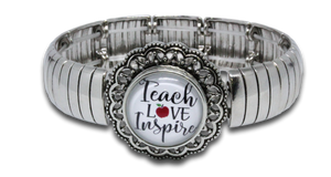 Stretch Snap Bangle + Glass Charm (TS-7) *Click to personalize*-Charmed Jewellery