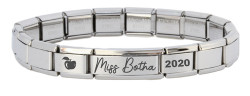 Superlink Engraved Teacher Italian Charm Bracelet-Charmed Jewellery