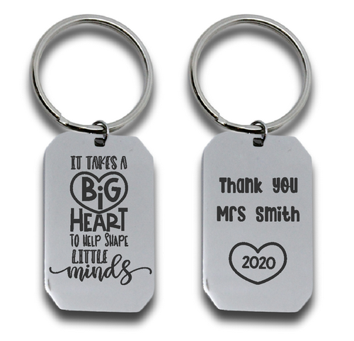 Teacher Engraved Keyring - Big Heart-Charmed Jewellery