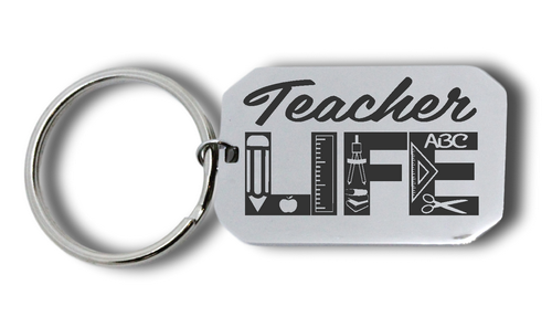 Teacher Life Engraved Keyring (Optional personalized engraving on back)-Charmed Jewellery