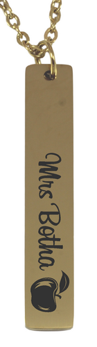 Teacher Vertical Bar Pendant & Chain (Available in other finishes)-Charmed Jewellery