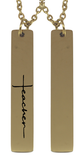 Teacher Vertical Bar Pendant & Chain Front & Back Engraving (Available in other finishes)-Charmed Jewellery