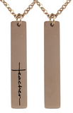 Teacher Vertical Bar Pendant & Chain Front & Back Engraving (Available in other finishes)-Charmed Jewellery