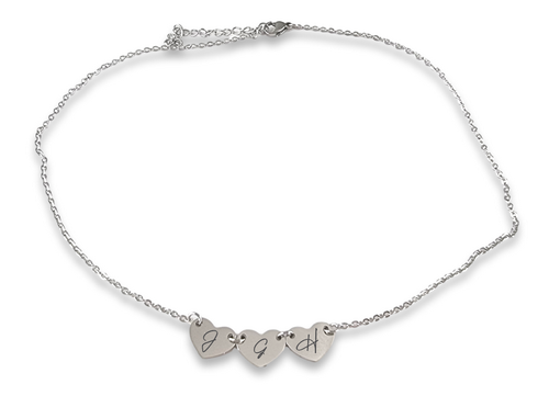 Personalized Three Hearts Stainless Steel Necklace