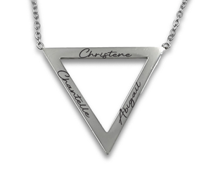 Engraved Triangle Pendant with Chain