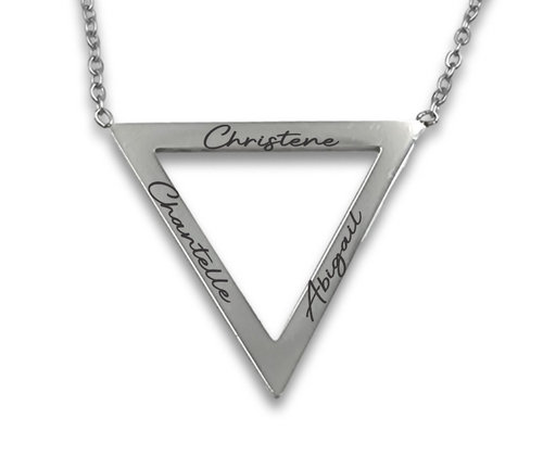 Engraved Triangle Pendant with Chain
