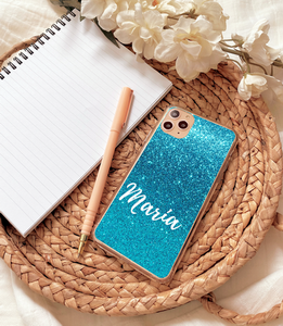 Personalized Turquoise Glitter Cellphone Case