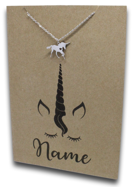 Unicorn Pendant & Chain - Card 182 (Click to personalize card)-Charmed Jewellery