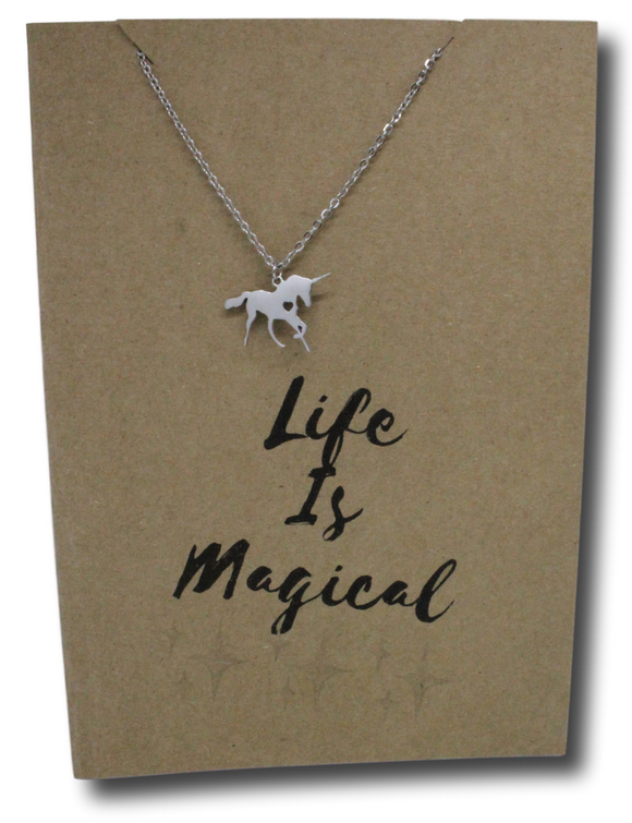 Unicorn Pendant & Chain - Card 48-Charmed Jewellery