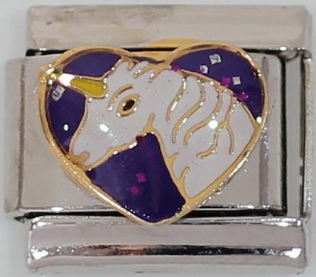 Unicorn on Purple Heart 9mm Charm-Charmed Jewellery