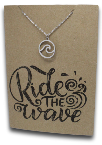 Wave Pendant & Chain - Card 164-Charmed Jewellery