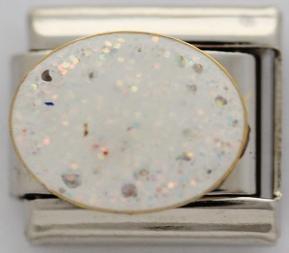 White Glitter 9mm Charm-Charmed Jewellery